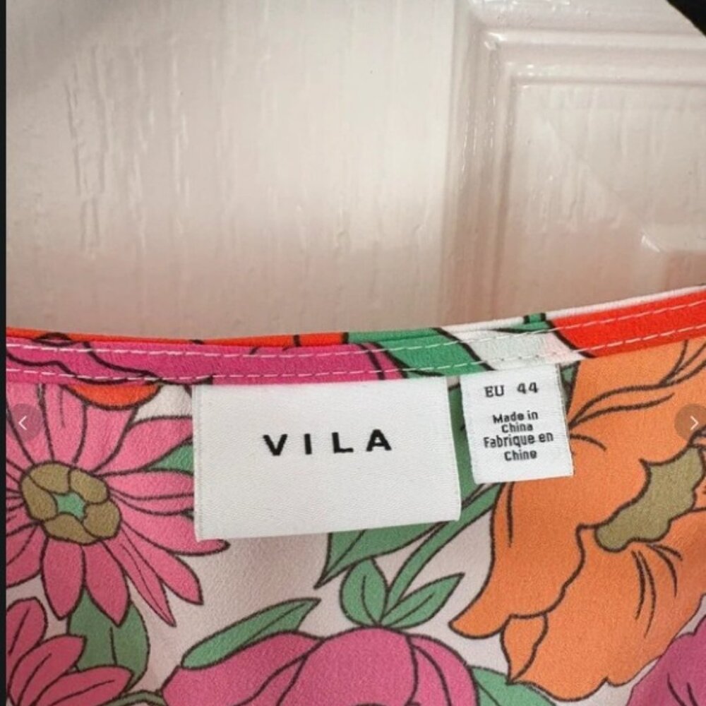 Vila Balloon Sleeve Midi Dress with Frill Waist UK44/US12 - Picture 4 of 4